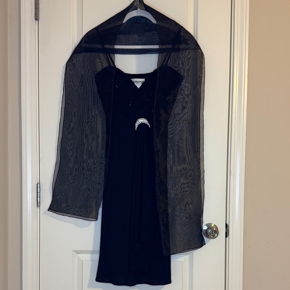 Elegant Black Dress with Sheer Overlay